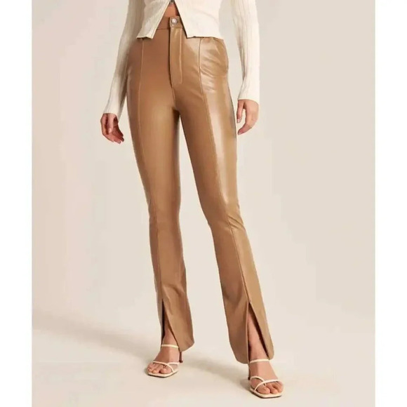 Abercrombie & Fitch The Skinny Ultra High Rise Vegan Leather Split-Hem Pant 27/4 - Picture 1 of 10